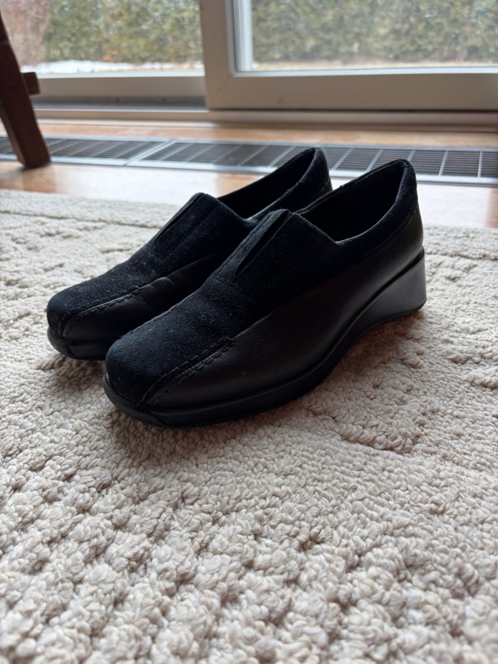 Black Slip-On Wedge Loafers